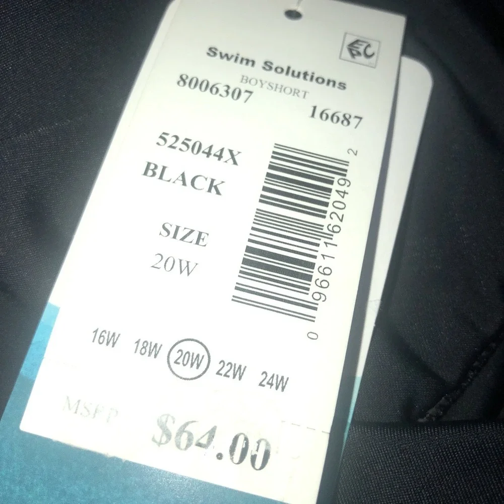 Swim Solutions Boyshort Swim Plus 20W Black NEW Bottom Tummy Contro - Picture 5 of 8